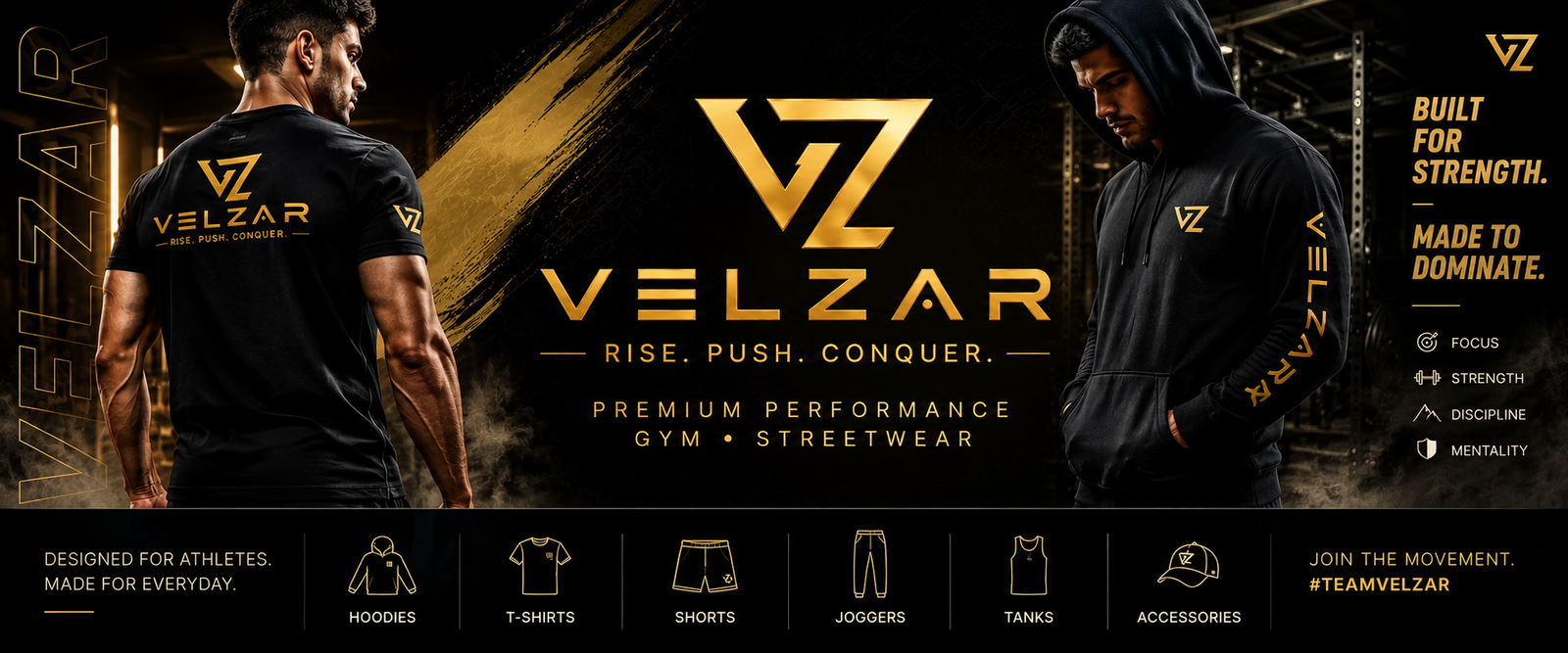 VELZAR premium performance gym and streetwear